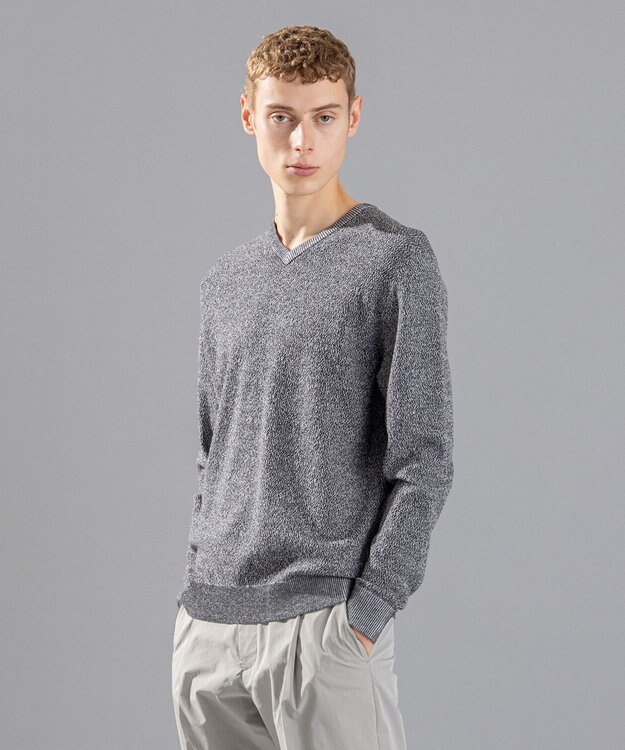 JOSEPH HOMME ライトアムンゼン　Vネック ライトグレー系