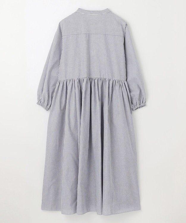 ANY 【手洗い可能】【ペチコート付】ギャザーシャツワンピース ブルーストライプ