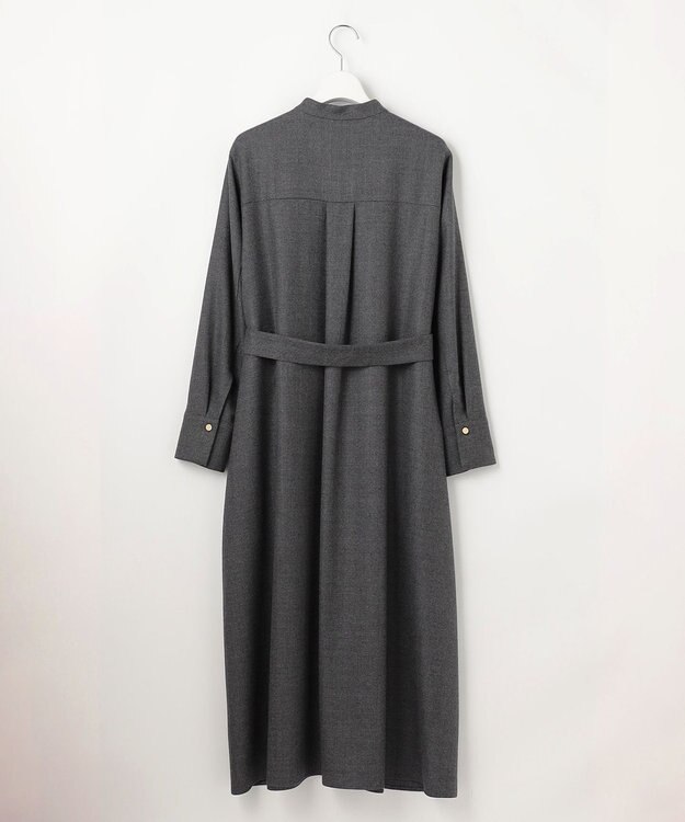 自由区 ウールジョーゼットシャツ ワンピース TOPグレー