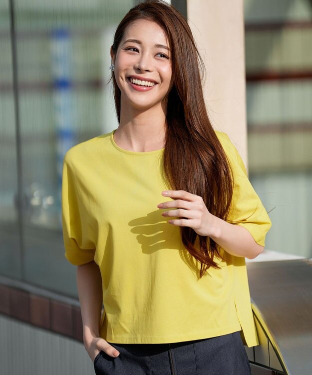 ANY SIS S ショート丈ドルマン５分袖 プルオーバー シトラスイエロー