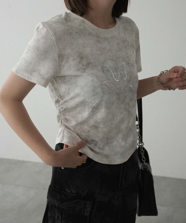 WEGO メタリックバタフライサークルロゴT ホワイトアイボリー