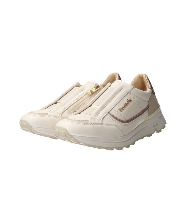 INTER-CHAUSSURES 【BUSSOLA】サイドジップスニーカー アイボリーコンビ