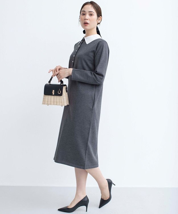 組曲 【新色追加！】Elena襟付き ニットワンピース グレー系8