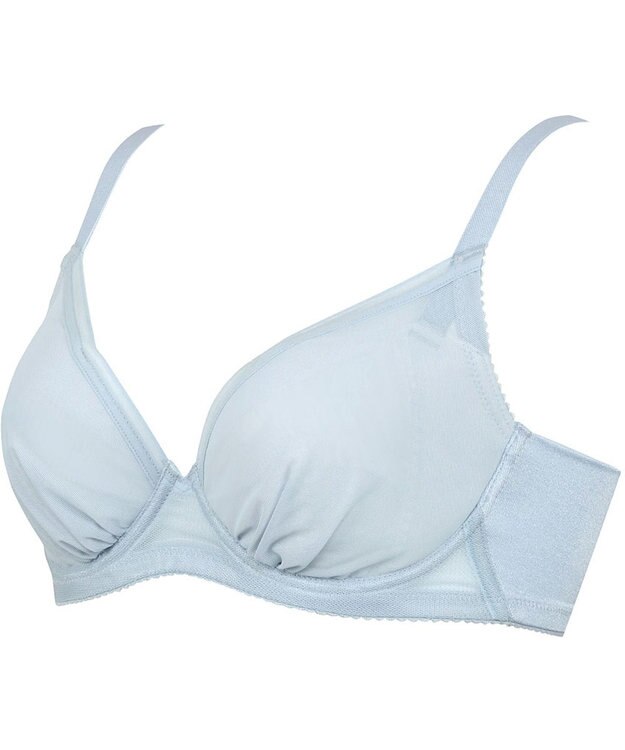 WACOAL 【小さく見せるブラ】 シンプル ブラジャー 着やせ効果 コンパクトにメイク バストの突出をおさえる 背中の段差を軽減 大きいサイズ レディース BRB452 /ワコール ブルー