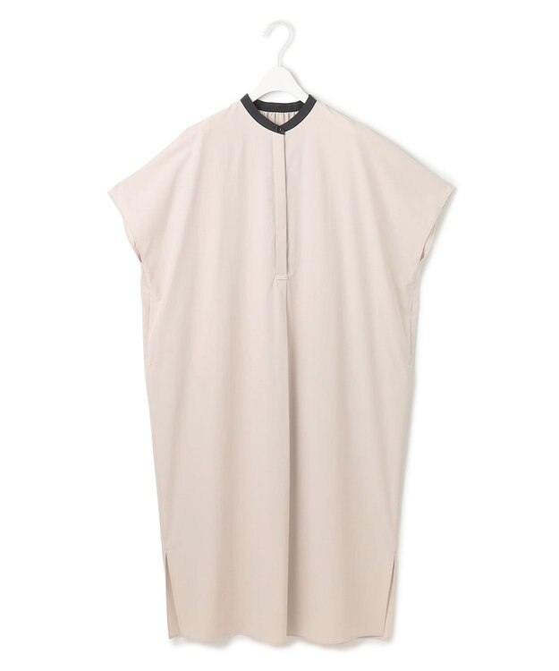 ICB L 【接触冷感・UVカット・洗える】RENUソフトタイプライター バンドカラーワンピース トープ×ブラック系