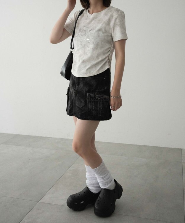 WEGO メタリックバタフライサークルロゴT ホワイトアイボリー