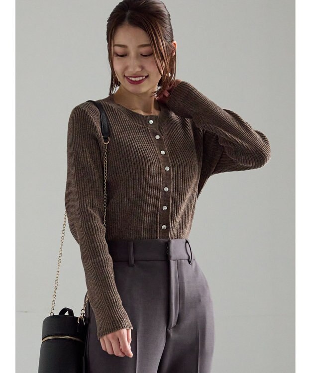 Te chichi モールリブカーディガン ブラウン