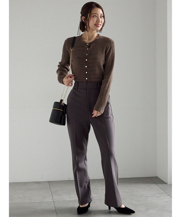 Te chichi モールリブカーディガン ブラウン