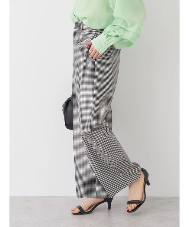 earth music&ecology Ｔ／Ｒストレートパンツ Gingham Check