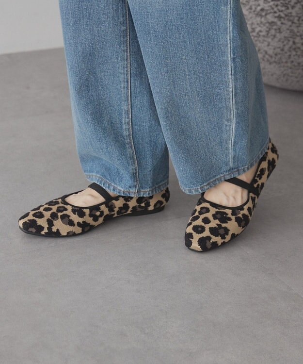 AMERICAN HOLIC ニットメリージェーンパンプス Leopard