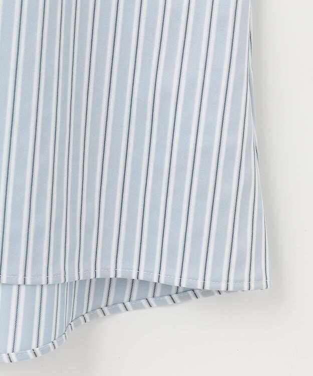 自由区 L 【洗える】ストレッチシャーティング ブラウス スカイブルー系1