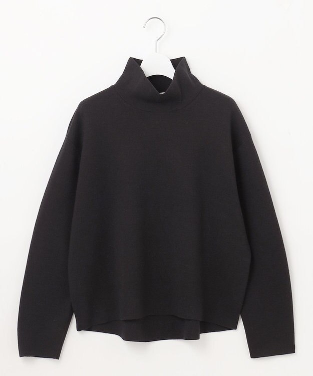 自由区 【洗える】ウールミラノハイネック ニット ブラック系