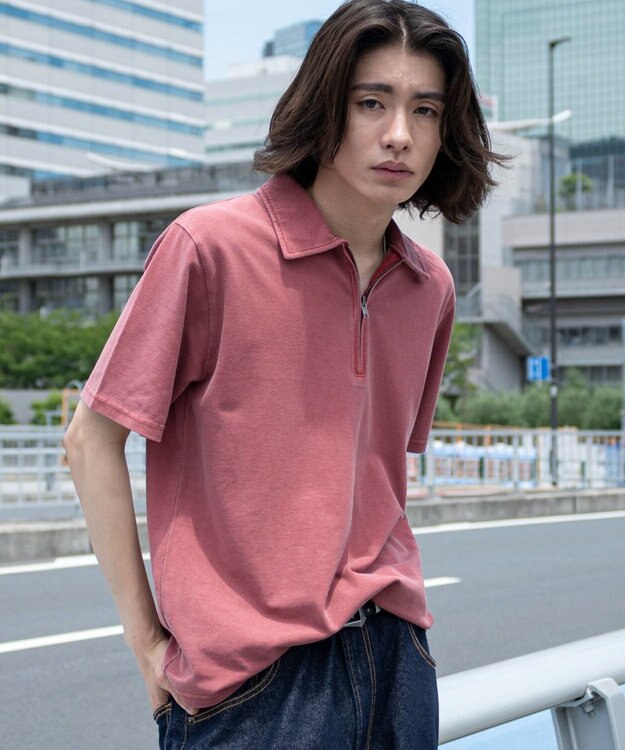 WEGO 【ユニセックス着用ITEM】ブリーチカノコハーフZIPポロ（SS） ワイン