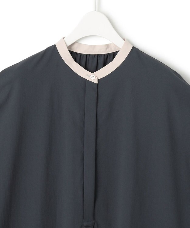 ICB L 【接触冷感・UVカット・洗える】RENUソフトタイプライター バンドカラーワンピース ネイビー×トープ系