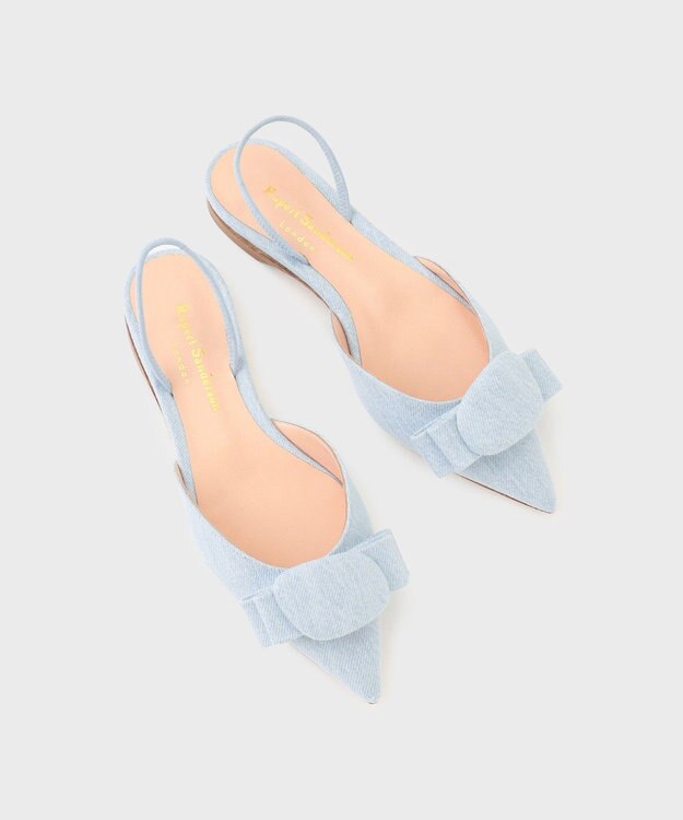 GRACE CONTINENTAL Rupert Sanderson デニムリボンサンダル サックス