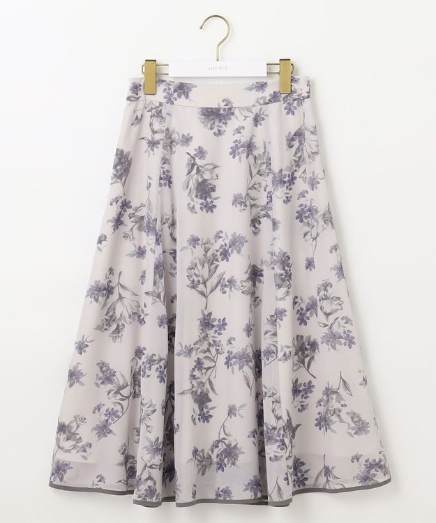 ANY SIS 【洗える】フロッキーオンフラワー スカート アイボリーベース