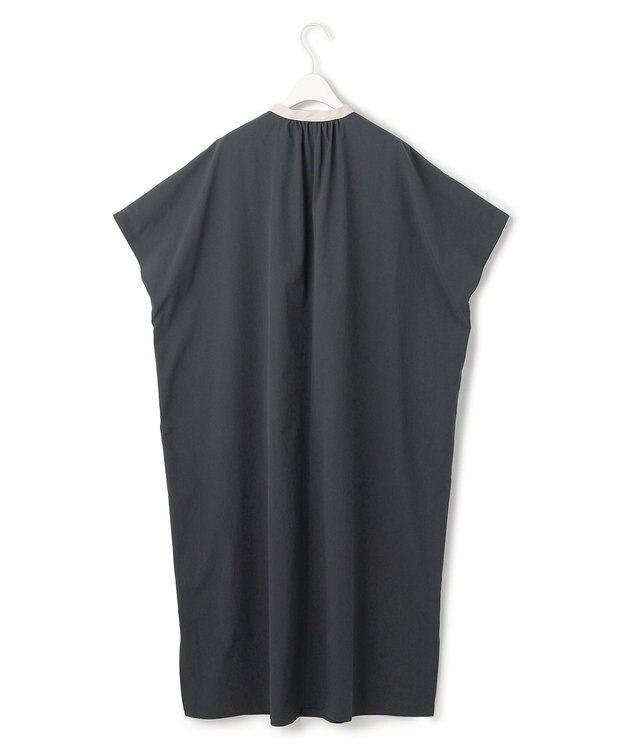 ICB L 【接触冷感・UVカット・洗える】RENUソフトタイプライター バンドカラーワンピース ネイビー×トープ系