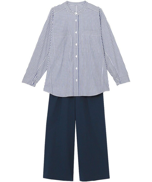 ワコール／睡眠科学 パジャマ 長袖 長ズボン 綿混(本体) ここちよく眠れる 寝返りしやすい レディース YDX509 睡眠科学／ワコール ブルー