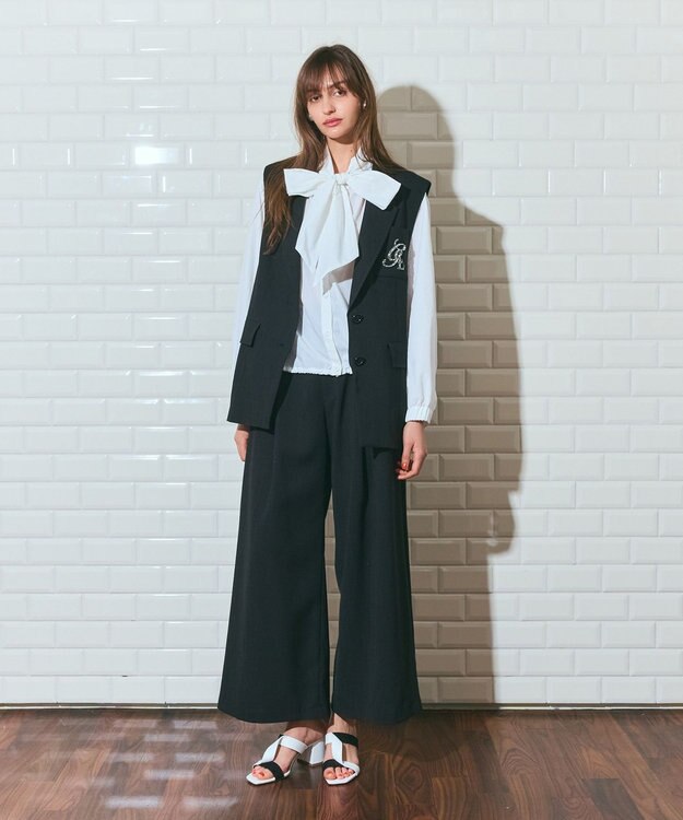 GRACE CONTINENTAL リネンタッチジレジャケット ブラック