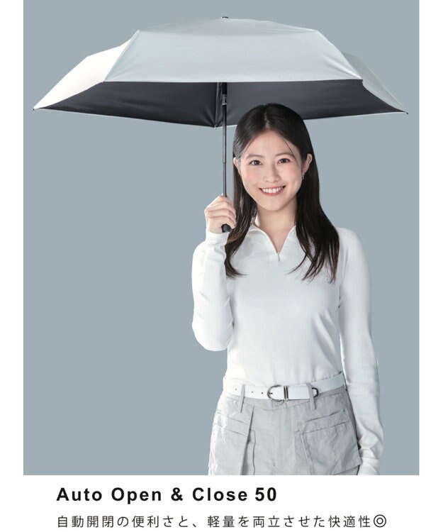 MOONBAT 【遮光100％/超軽量/自動開閉】マジで軽い傘 晴雨兼用 折りたたみ日傘 マジカルテックプロテクション 50cm ホワイト