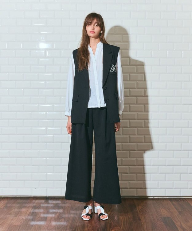 GRACE CONTINENTAL リネンタッチジレジャケット ブラック