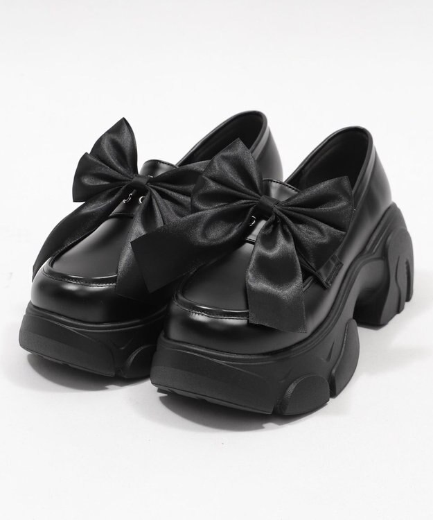 WEGO 2wayリボン厚底ローファー ブラック