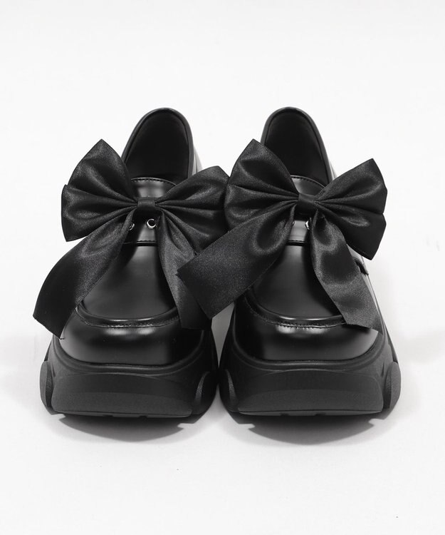 WEGO 2wayリボン厚底ローファー ブラック