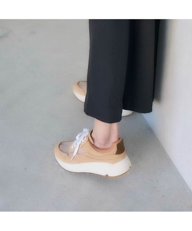 MODE ET JACOMO <carino>シースルー厚底スニーカー ベージュコンビ