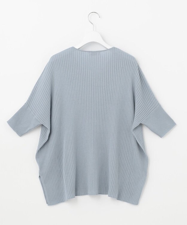 J.PRESS LADIES 【洗える】コットンシルクリラクシー Vネック ニット ダルブルー系