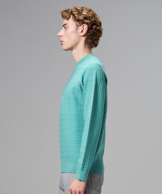 JOSEPH HOMME 新柄【イージーケア】 ヴィスコースリンクス　モックネックニット スモーキーグリーン系