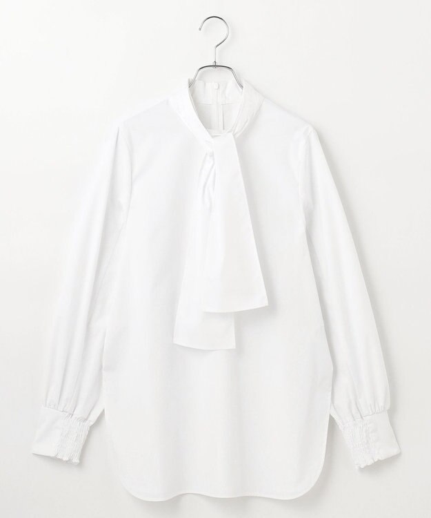 #Newans 【アイロンいらず】リボンタイブラウス ホワイト