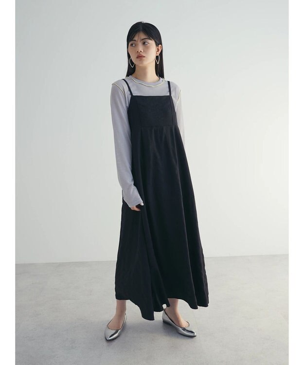 Green Parks ａ．バックギャザーキャミワンピース Black