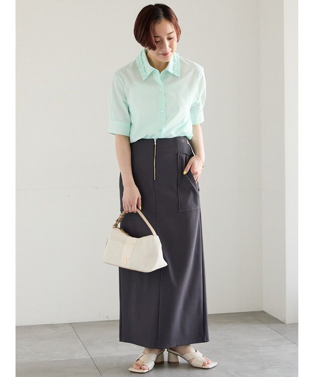 Te chichi ミニフリルトリムカラーブラウス ミント