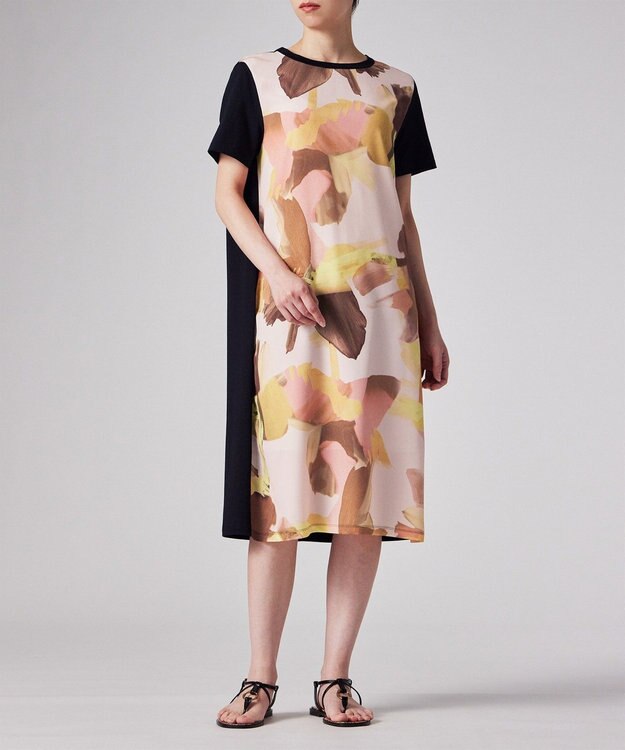 Paul Smith 【洗える】Floral Paint Studies コンビ ドレス コーラル