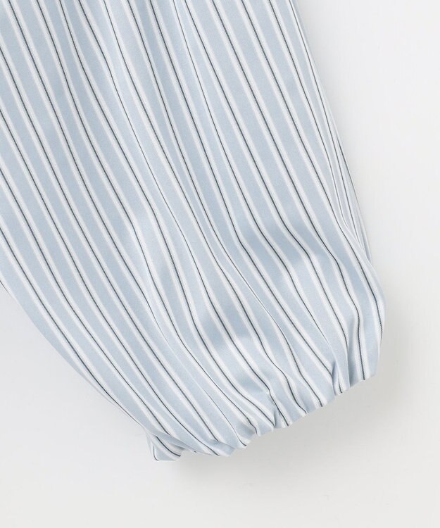 自由区 【XSサイズ～/洗える】ストレッチシャーティング ブラウス スカイブルー系1