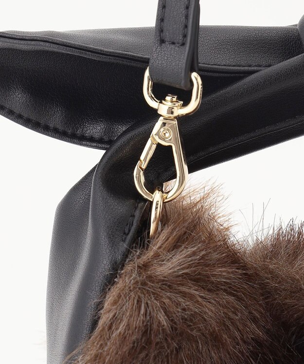 23区 フェイクファー2WAY ショルダー バッグ ダークブラウン系