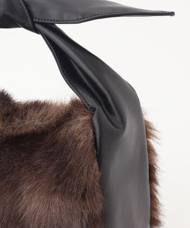 23区 フェイクファー2WAY ショルダー バッグ ダークブラウン系