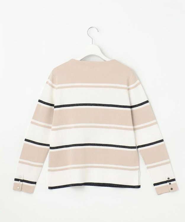 J.PRESS LADIES Cotton Acetate ブロッキング ボーダー ニット ベージュ×ネイビー系