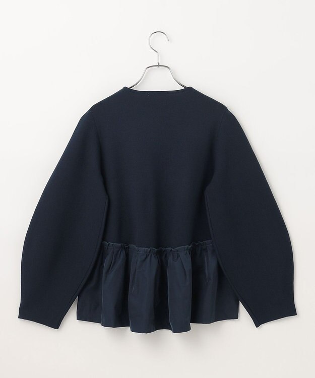 #Newans 【洗える】コンビネーションペプラムチュニックニット ネイビー