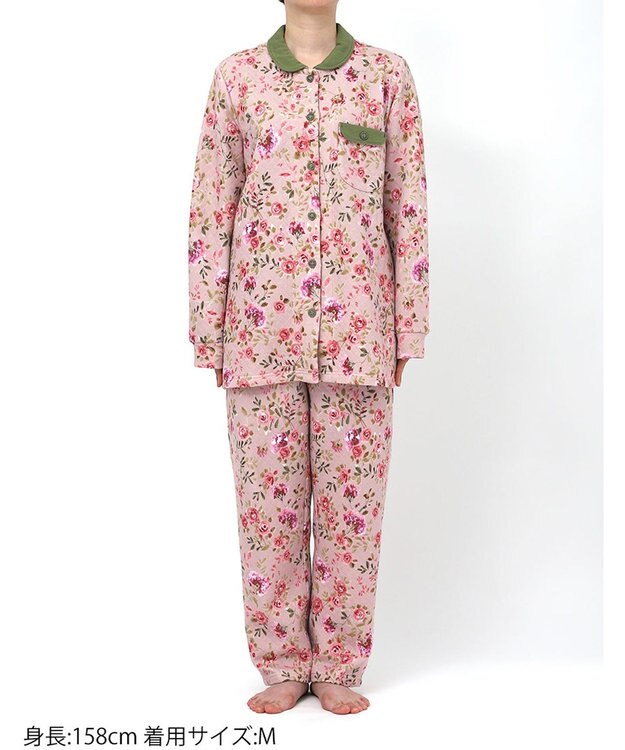 WACOAL ワコール_リラックス＆スリープ パジャマ キルトニット素材(本体) あったか 長袖 長ズボン レディース KDW405 /ワコール ピンク