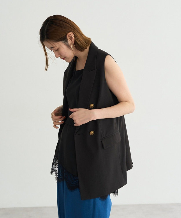 YECCA VECCA 2wayアシメデザインノースリーブブラウス Black