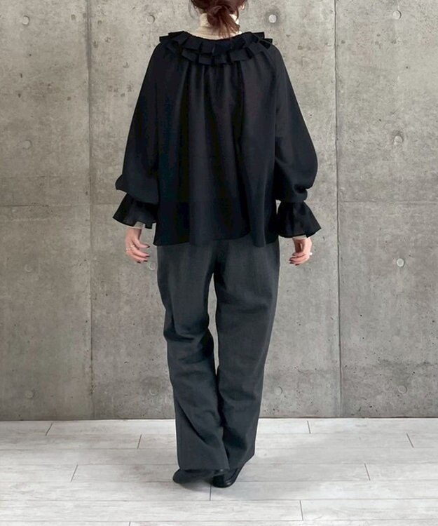 #Newans 【LEE掲載アイテム】【前後着用可能】ビッグカラー２WAYブラウス ブラック