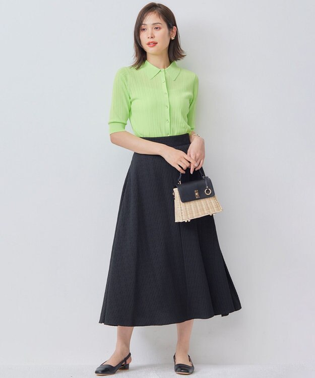 組曲 L 【WEB限定カラーあり】衿付きシアーニットポロ 【WEB限定】セロリ系9