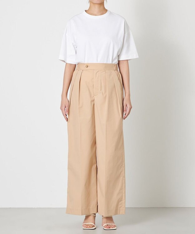 NAVE 【ReNave・セットアップ可/洗える/接触冷感/UVケア】コットンポリブロード パンツ ベージュ系