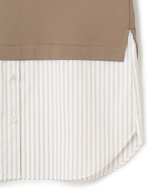 23区 S 【洗える】コンビネーション チュニック カットソー ブラウン×ベージュストライプ