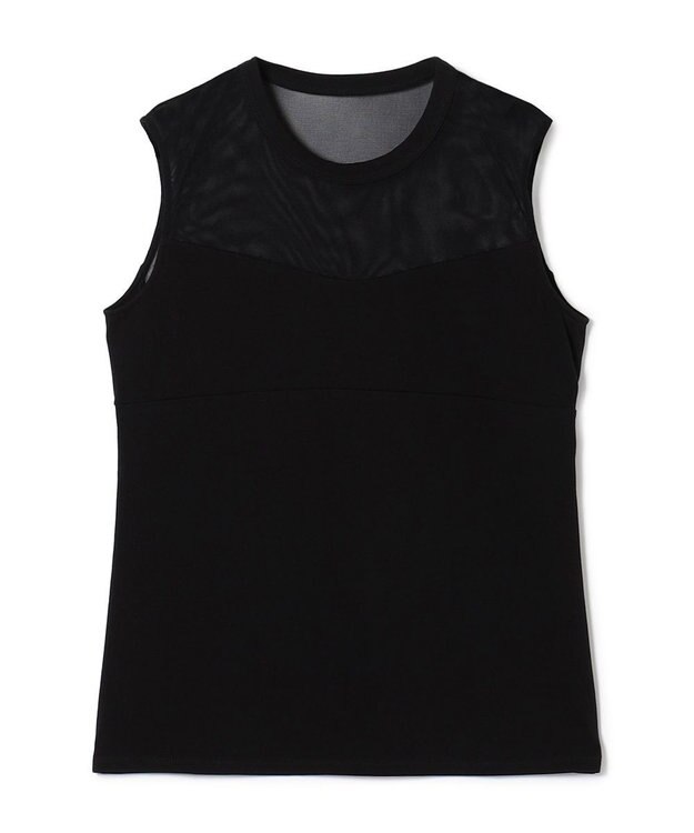 Chacott HandsomeCotton チュールノースリーブTシャツ ブラック