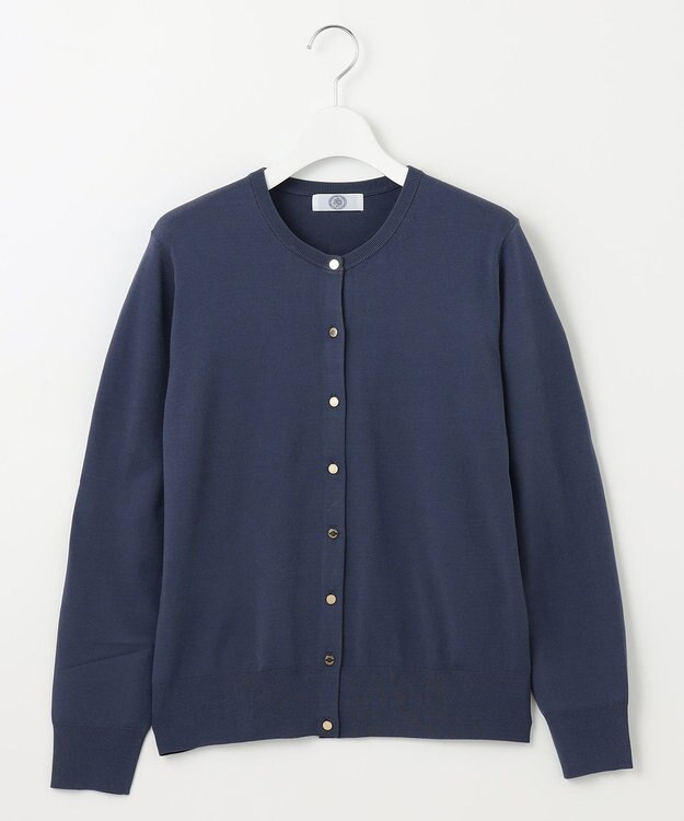 J.PRESS LADIES L 【洗える】レーヨンエリートストレッチ クルーネック カーディガン ブルーグレー系