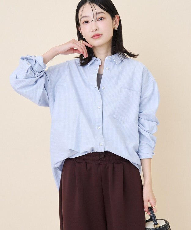 AMERICAN HOLIC オックスベーシックシャツ Stripe Blue