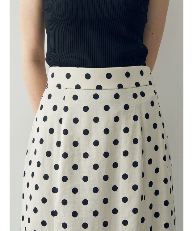 YECCA VECCA レーヨンリネンドットマーメイドスカート Light Beige