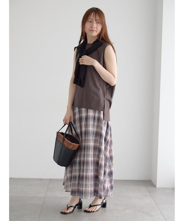 Te chichi チェックギャザースカート ネイビー